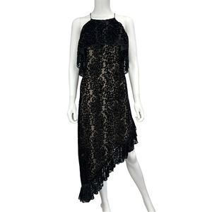 Alice + Olivia Black Burnout Velvet Cocktail Dress